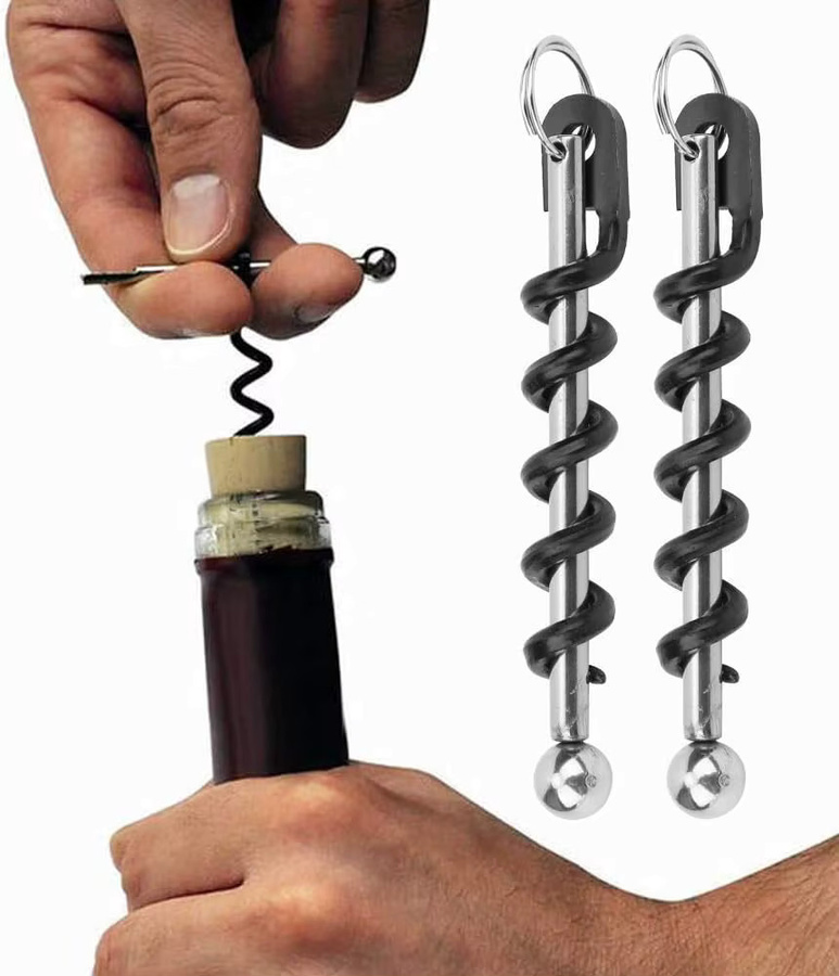 ETRSUNTECH Korkenzieher Set aus Edelstahl in Schwarz, 4er Pack tragbare Spirale Flaschenöffner für Wein und Bier - Bild 3