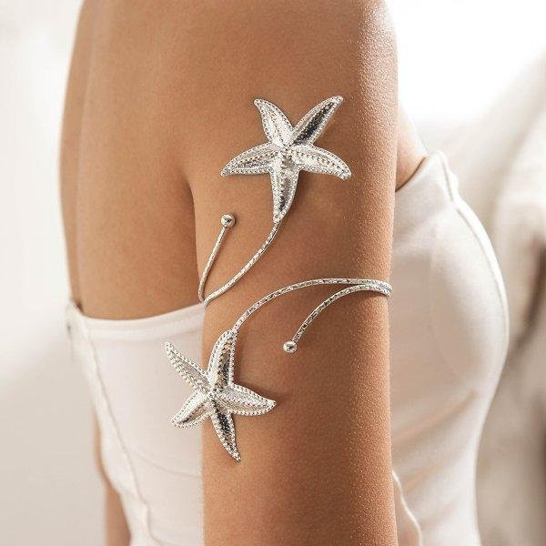 Armband Oberarm Manschette, Grüner Zirkon, Blattgold, Damen - Bild 1