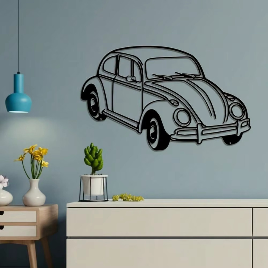CIFBUY Metall Wanddekoration im Industriestil mit Auto Line Art in Schwarz - Bild 3