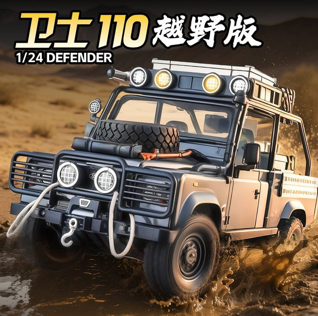 MAKEDA Land Rover Defender 110 Off-Road Edition, Automodell, 1:24, mit Licht und Sound, blau - Bild 1