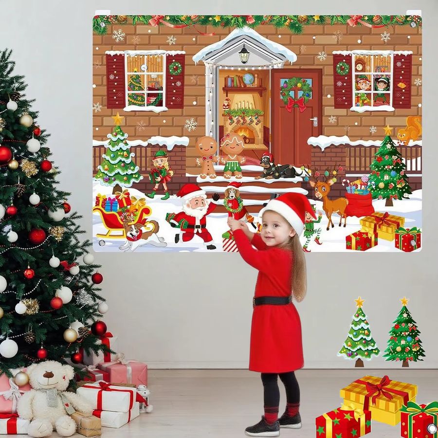 BizyKoady Weihnachts-Filz-Geschichtenbrett-Set mit abnehmbaren Ornamenten in Multicolor als interaktives DIY-Spielset und Wanddekoration - Bild 2