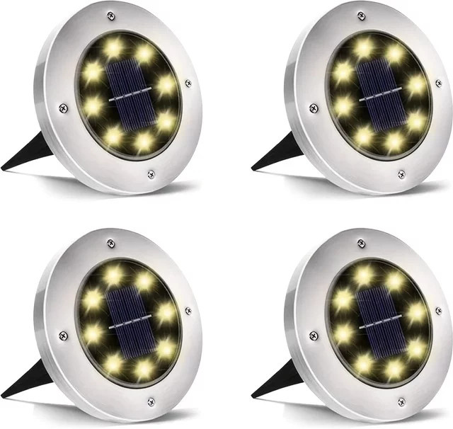 ESMARTER Solar LED Outdoor Bodenleuchte IP68 in Silber für Garten und Pfad mit warmweißem Licht - Bild 1