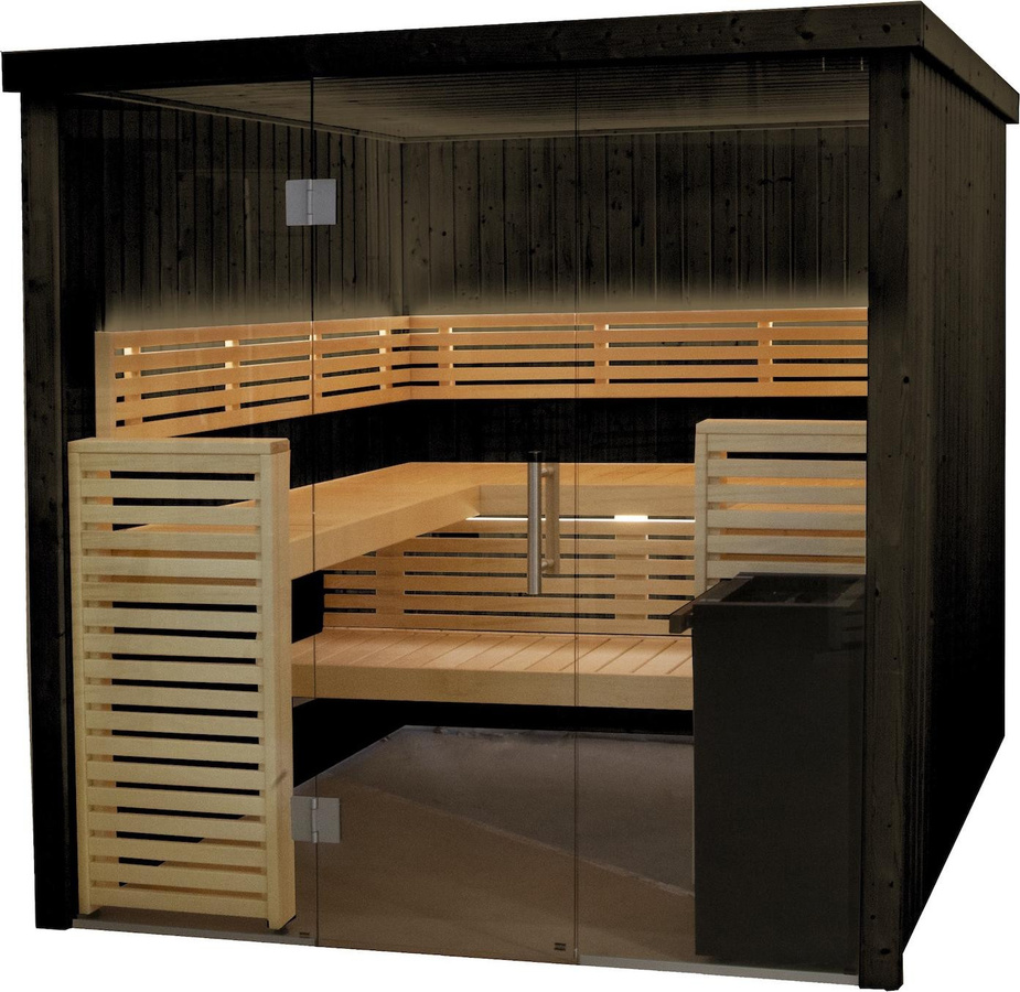 Harvia Fenix 2020S Saunakabine aus Fichte in Schwarz, Indoor-Sauna, B/T/H: 206 x 203 x 201 cm - Bild 1