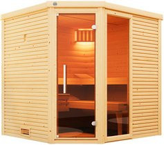 WEKA Designsauna Cubilis 2 für 6 Personen in Braun inklusive 9 kW Ofen und integrierter Steuerung - Bild 1