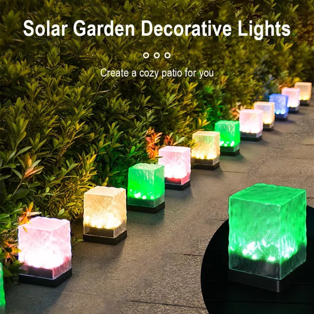 RGB LED Solar Wege Lampe in Schwarz mit Mehrfarben-Effekt und Dämmerungssensor für Garten und Terrasse - Bild 1