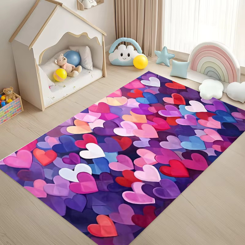 Rutschfester Aquarell-Herz-Teppich in Bunt für Wohnzimmer und Schlafzimmer - Bild 3