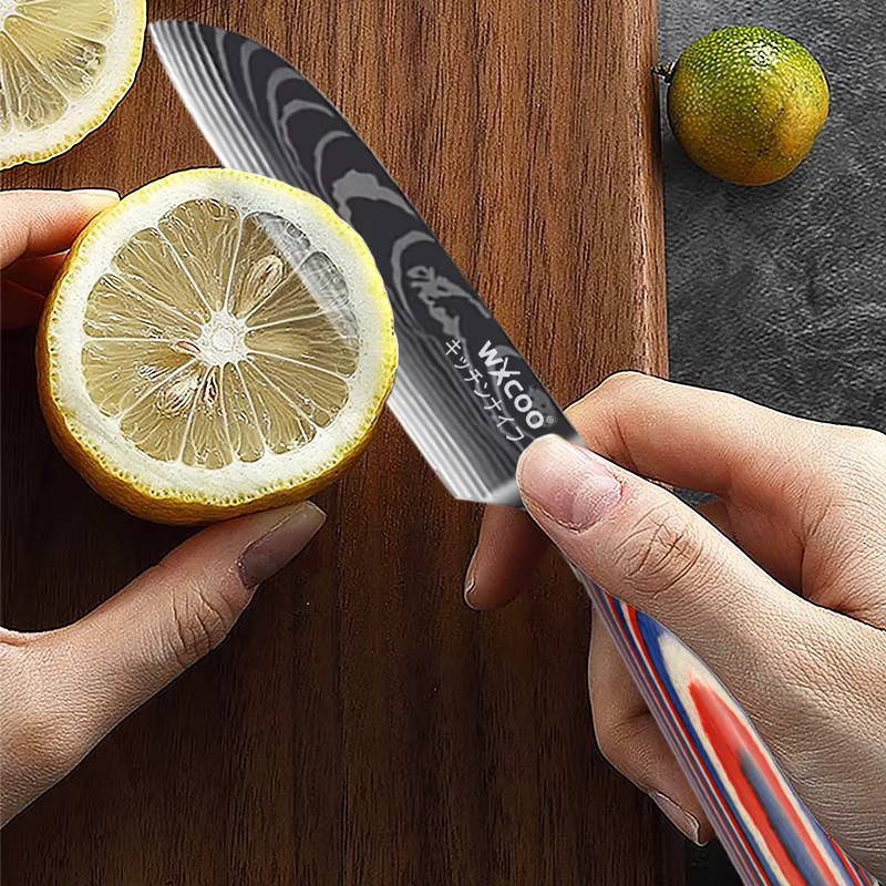 WXCOO Professionelles Kochmesser-Set mit Fleischbeil, Hühnerknochenschere und Japanischem Santoku-Messer, Mehrfarbig - Bild 2