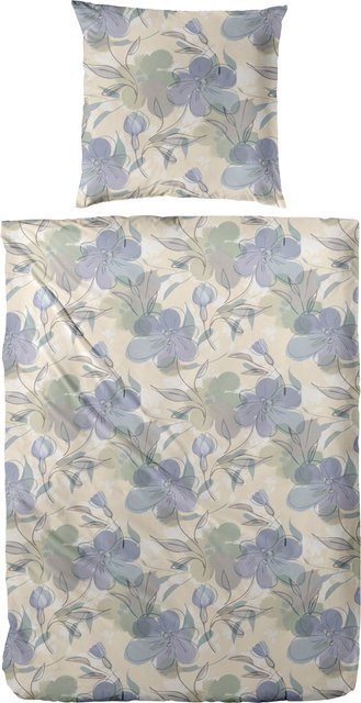WESTMINSTER Feinbiber-Bettwäsche Blumen Multicolour aus Baumwolle mit Reißverschluss, Bettbezug B: 155 cm, H: 220 cm und Kissenbezug B: 80 cm, H: 80 cm - Bild 1