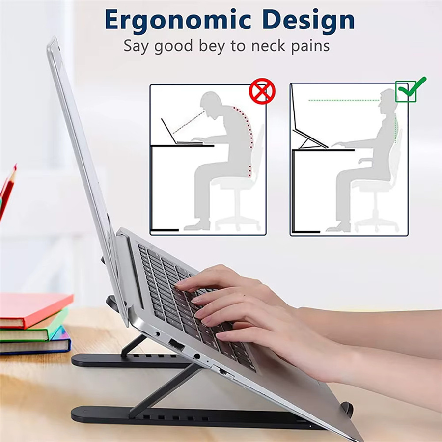 Kebidumei Faltbarer Laptop-Ständer in Weiß, Verstellbare Tragbare Notebook-Halterung mit Ergonomischem Design für MacBook Air Pro Zubehör - Bild 2