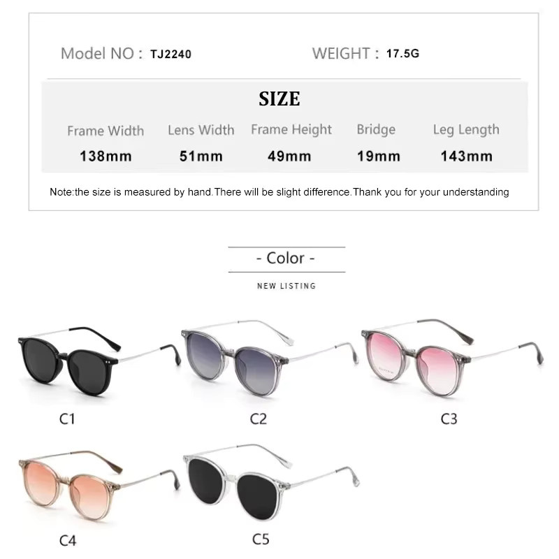 CLLOIO Magnetische Clip-On-Brille, rund, pink, Unisex, Vollrand, polarisiert - Bild 4