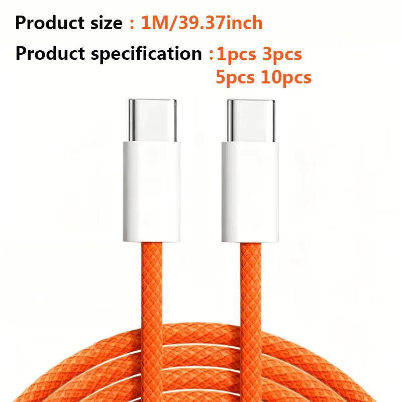 USB-C auf USB-C Schnellladekabel mit 60W Leistung, bunt gewebtes Ladekabel für iPhone 16, 15 Pro, Huawei, Xiaomi und Samsung - Bild 2