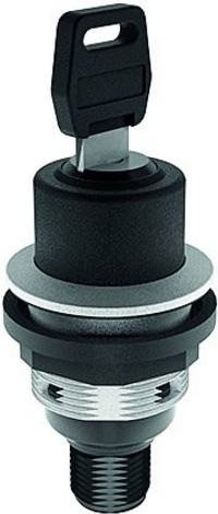 Georg Schlegel SHORTRON connect M12 Schlüsseltaste rastend, 2S rund, Farbe: Schwarz/Silber, IP65 - Bild 1