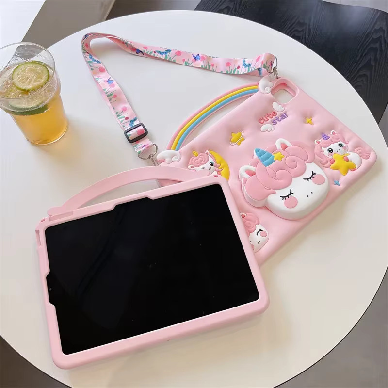 Einhorn Silikon Schutzhülle für Huawei MatePad SE 11 2024 oder Honor Pad X8a X9 2024 in Pink - Bild 3