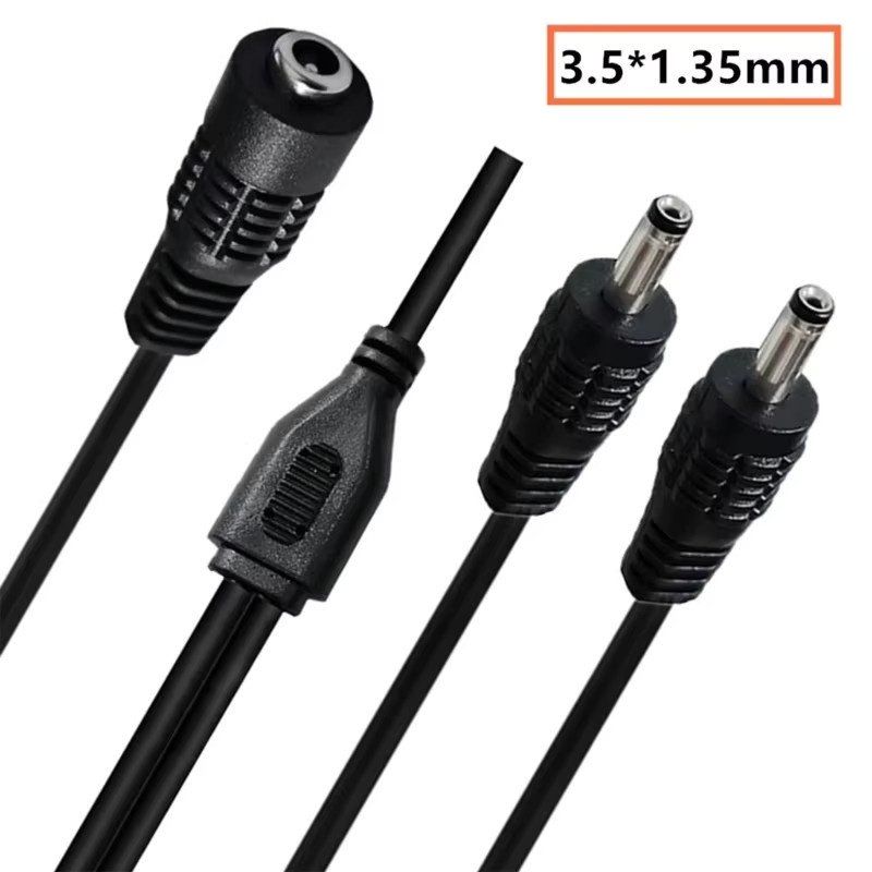 BSN DC Splitter Kabel 1 Buchse auf 2 Stecker, 3,5mm x 1,35mm Stromverlängerungsadapter für CCTV-Kameras und LED-Licht, Schwarz - Bild 4