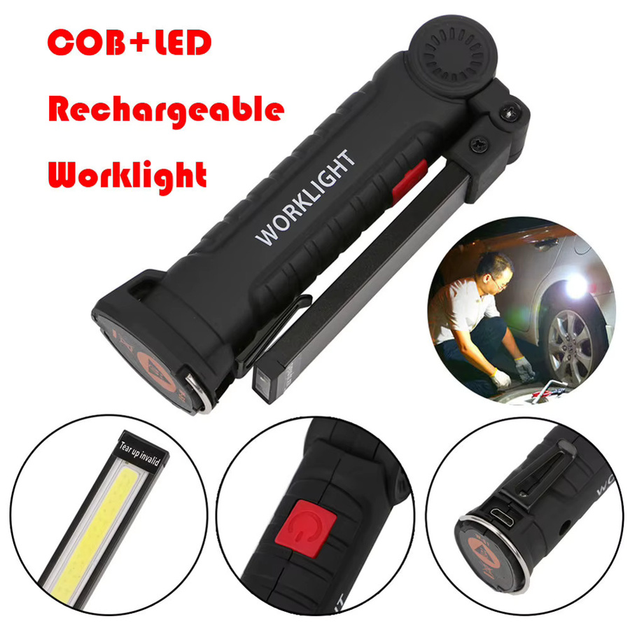 ANENG USB aufladbare COB LED Taschenlampe mit klappbarem Design in Schwarz - Bild 4