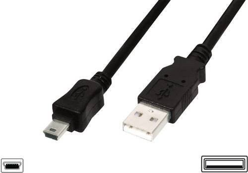 Digitus USB 2.0 Anschlusskabel USB-A auf Mini-USB in Schwarz, 3,00 m Länge - Bild 1