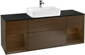 V&B Finion Waschtischunterschrank mit Wandbeleuchtung in Walnuss - Bild 1