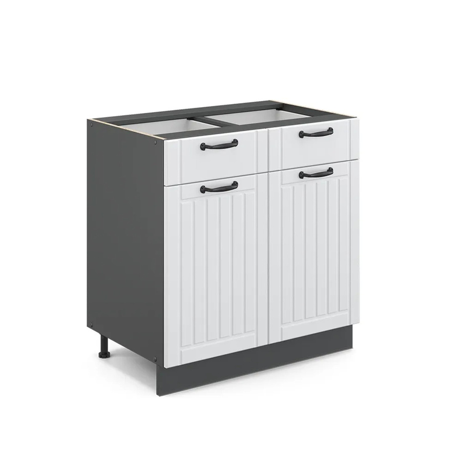 Vicco Küchenunterschrank Fame-Line in Weiß und Anthrazit im Landhausstil ohne Arbeitsplatte, Breite: 80 cm - Bild 2