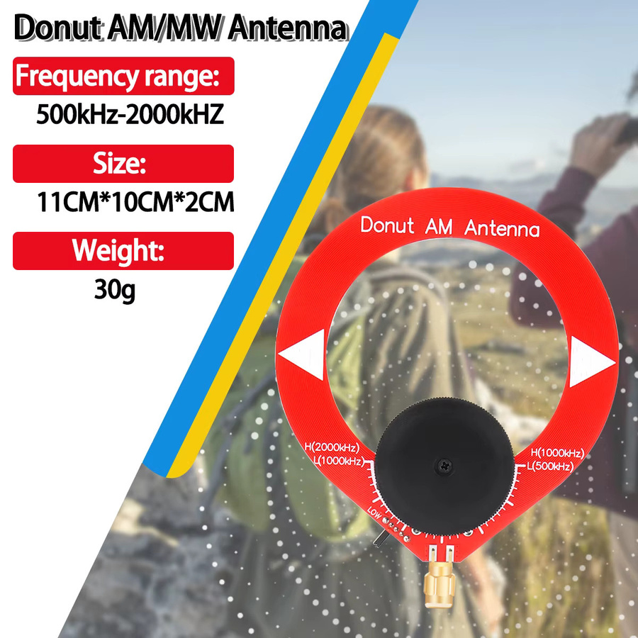 ABBREE Donut SW MW AM Mini-Antenne Kreisschleife in Blau mit SMA-Anschluss für Amateurfunk 4 MHz-24 MHz und 500 kHz-2000 kHz - Bild 2