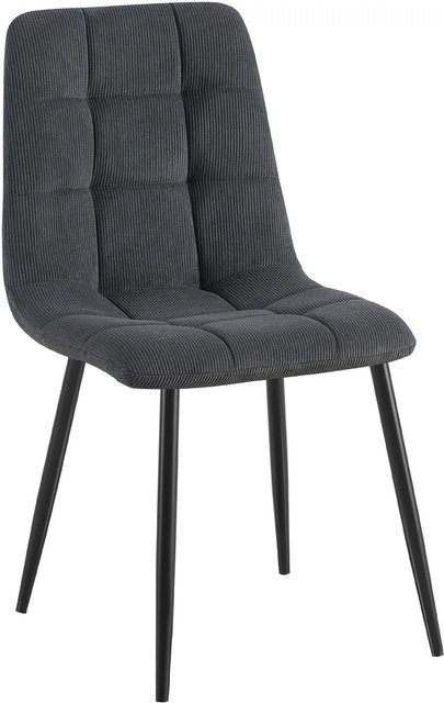 DELUKE Esszimmerstuhl FIGAD in Schwarz mit Cord-Bezug und Steppmuster, B/T/H: 45 x 55 x 84 cm - Bild 1