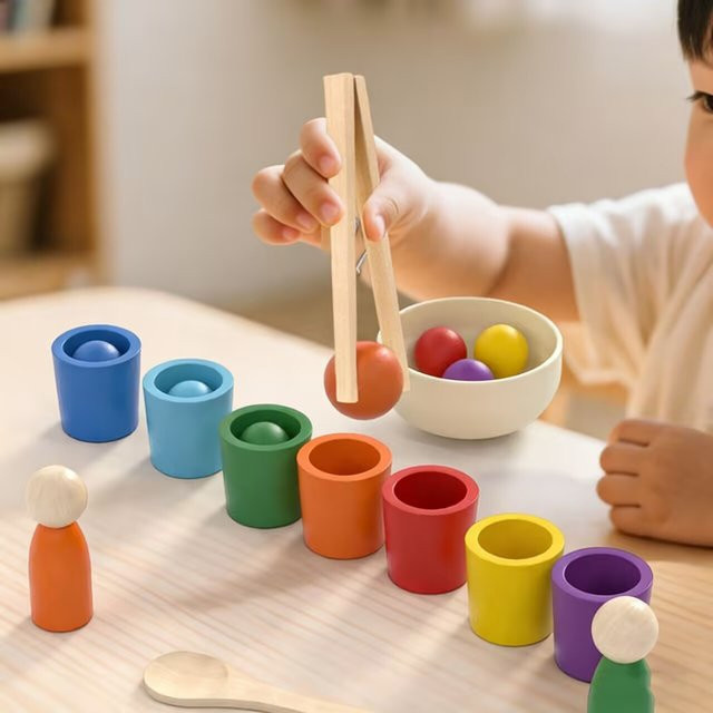 Lee's Sharing Montessori Sieben-Farben-Farbbecher, Sortierspiel, Holz, Bunt / Mehrfarbig - Bild 1
