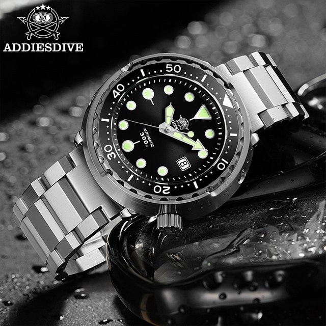 ADDIESDIVE Armbanduhr, Automatik, Edelstahl, Schwarz, Herren - Bild 1