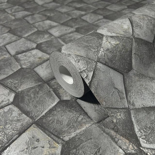 Marburg Vliestapete mit grafischem Fünfkant-Muster in Grau, modern und geometrisch, Breite: 0,7 m, Länge: 10,05 m - Bild 1