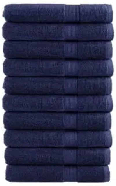 vidaXL Premium-Handtuch-Set aus Baumwolle, 10 Stück, Marineblau, B: 100 cm, L: 200 cm, 600 g/m2 - Bild 1