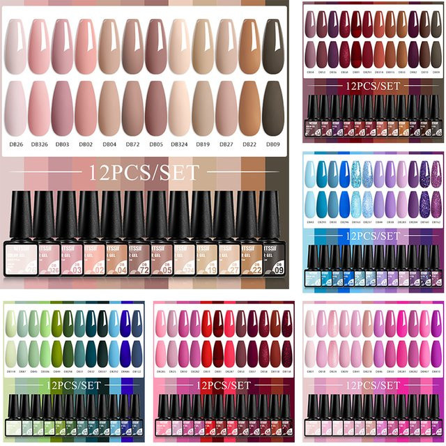 Mtssii Nagelgel-Lack-Set, 12-teilig, Rot, Glitzer, Holografisch, Glänzend - Bild 1