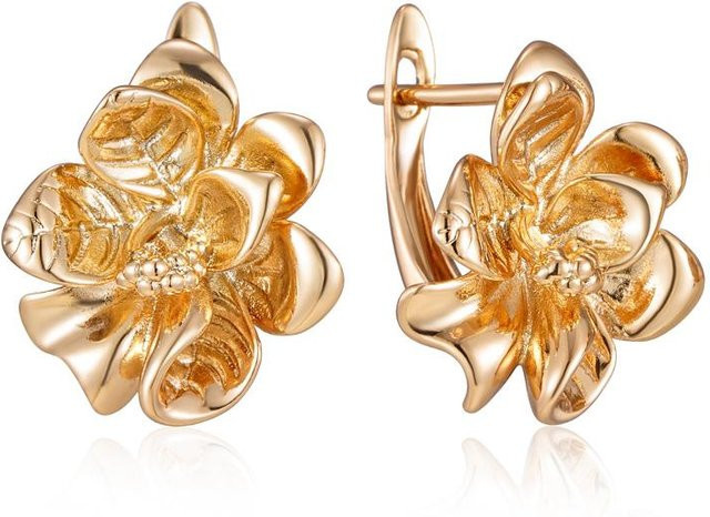 Hängeohrringe Blume, Roségoldfarbenes Metall, Damen, beige - Bild 1