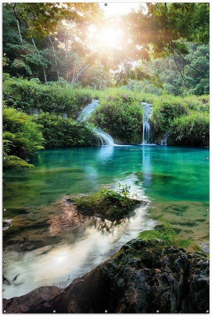 Wallario Gartenposter Rund Türkisgrüner See im Nationalpark in Guatemala Durchmesser: 120 cm - Bild 1