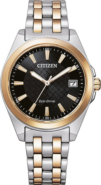 Citizen Armbanduhr, Solar, Edelstahl, Schwarz, 36 mm, Damen - Bild 1