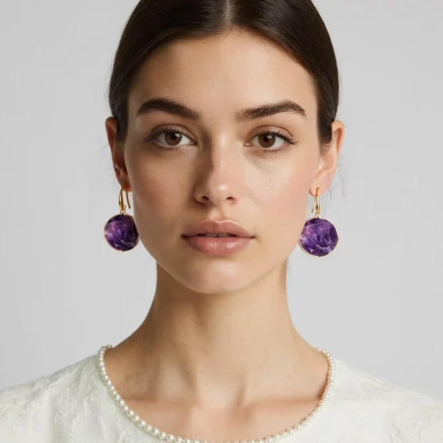 SANSHI Ohrringe, Amethyst, Gold, Unisex - Bild 1