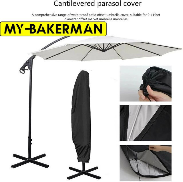 Wasserdichte Oxford Regenschirm Abdeckung für Cantilever und Banana Sonnenschirme in Schwarz, B/T/H: 265 x 50 x 40 cm - Bild 1