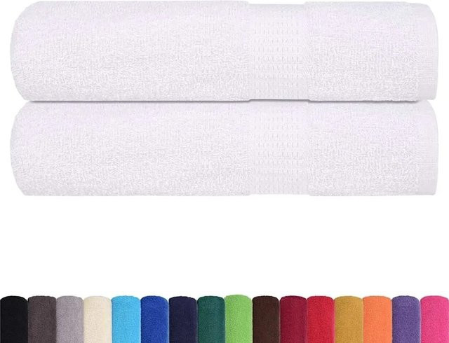 vidaXL Duschtücher 2er-Set aus 100% Baumwolle in Weiß, B: 70 cm, L: 140 cm, 360 g/m² - Bild 1