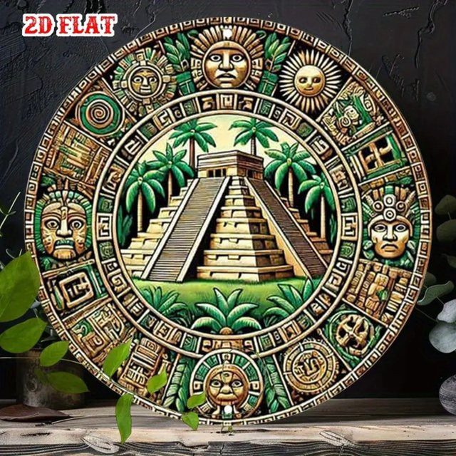 Vintage Maya-Sonnenkalender Wanddekoration von CIFBUY aus Metall in Multicolour, Durchmesser: 20 cm - Bild 1