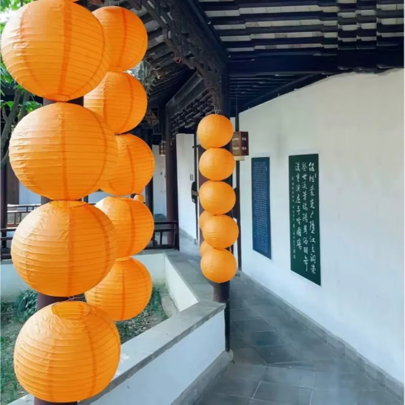 Merylover Runde Papierlaterne in Orange und Gelb für Hochzeiten, Geburtstage und Partys, Durchmesser: 15,24 cm - Bild 4