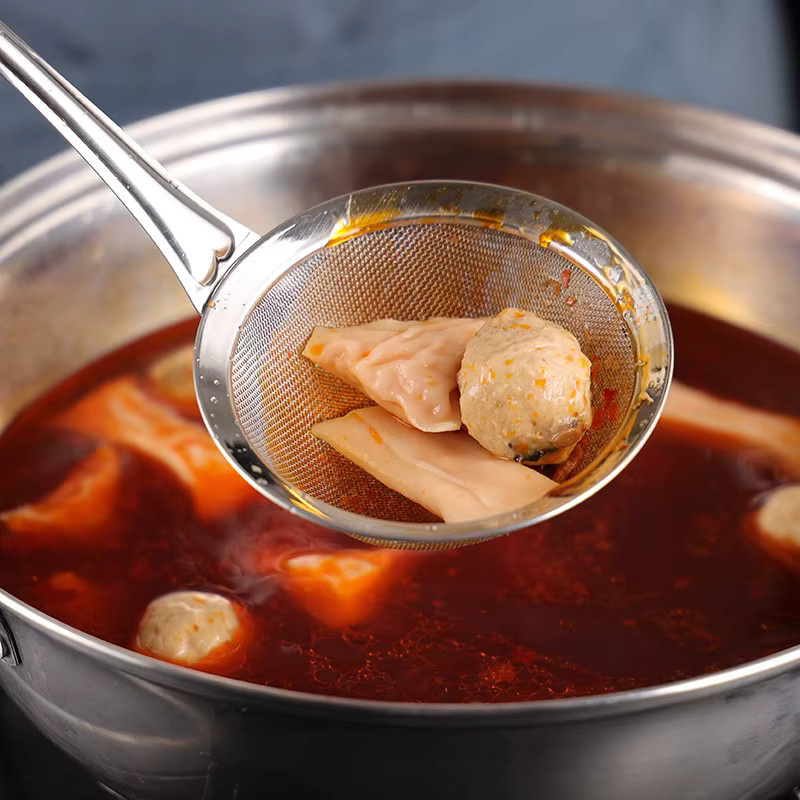 Edelstahl Suppen-Skimmer mit feinem Netz für Hot Pot, rundes Öl-Sieb in Silber - Bild 4