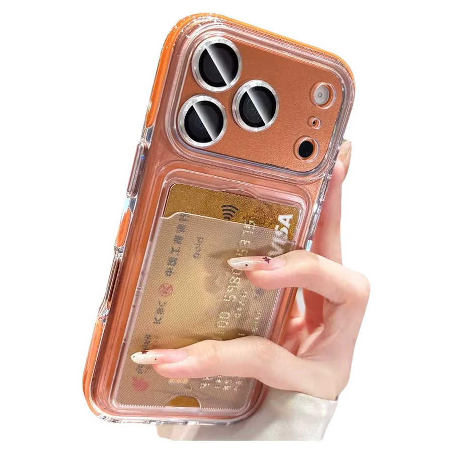 NUCWIN Stoßfeste Kartenfach-Brieftaschenhülle für iPhone 17 16 15 14 Pro Max mit Kameraobjektivschutz und transparenter Abdeckung in Grau - Bild 3