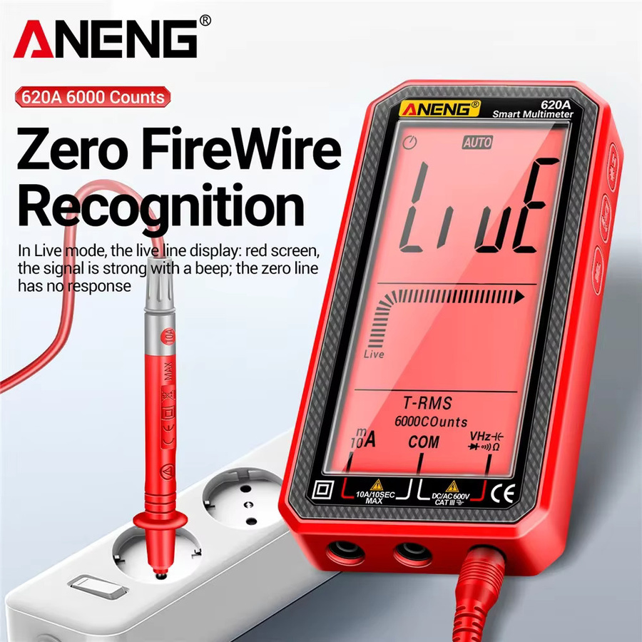 ANENG 620A Digitales Multimeter in Schwarz mit 6000 Zählungen, automatischer Bereichswahl, AC/DC Spannung, Strom, Widerstand, Kapazität, Frequenz, Temperatur, NCV und Datenhaltefunktion - Bild 2