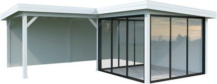 PALMAKO Pavillon Lenna aus Fichtenholz in Weiss mit Pultdach, B/T/H: 628 x 628 x 245 cm - Bild 1