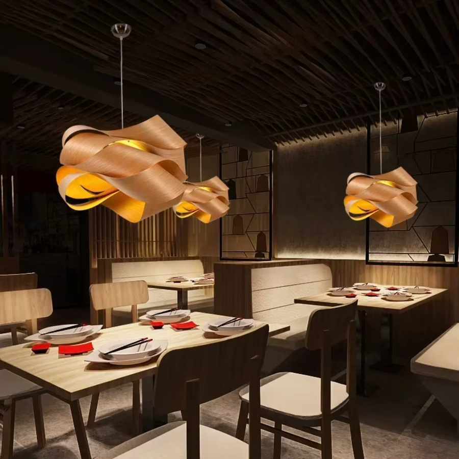 JOYINLED LED Anhängerlampe aus Holz in Schwarz und Braun, Orientalischer Kronleuchter für Schlafzimmer und Restaurant, Durchmesser: 40 cm - Bild 4