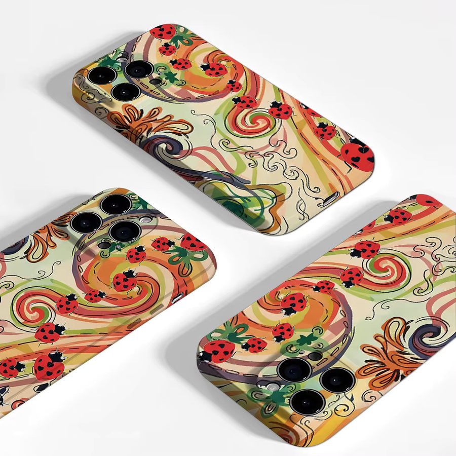 Aurea Case Matte Bumper MagSafe Schutzhülle für iPhone 17 16 15 14 13 Pro Max mit Wirbel-Herz-Marienkäfer-Design in Multicolour - Bild 3