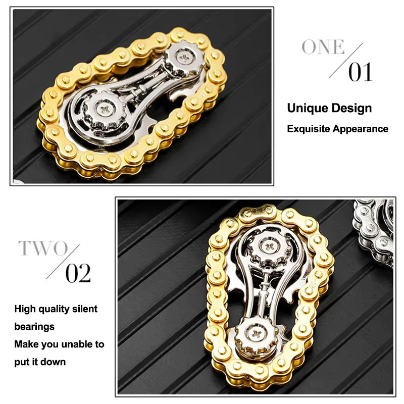 YuHaoHui Kettenrad Fingerspitze Gyroskop Fidget Spinner, Anti Stress, Metall - Bild 5