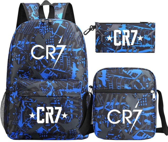 3-teiliges Schulrucksack-Set Cristiano Ronaldo in Blau mit Schultasche und Federmäppchen aus Oxford-Stoff - Bild 1
