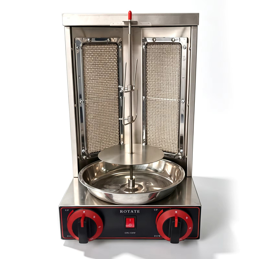 Podofo LPG Gasgrill mit 2 Infrarot-Brennern und 360-Grad-Drehfunktion, vertikaler BBQ-Grill in Silber - Bild 9