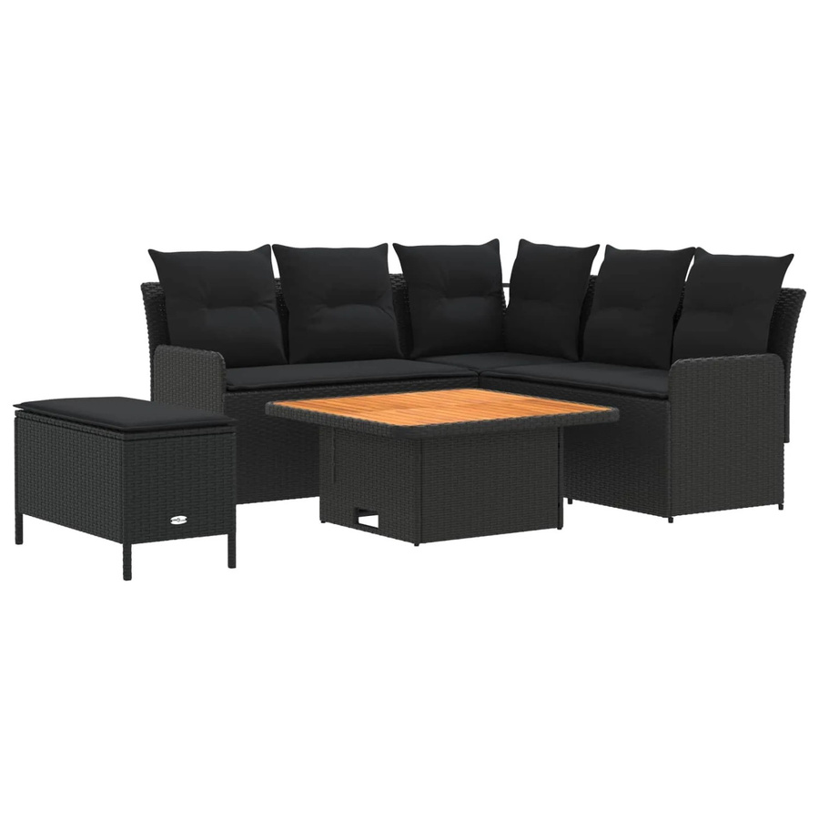 vidaXL Gartenmöbel-Set aus PE-Rattan und Akazienholz in Schwarz mit 5 Teilen - Bild 2