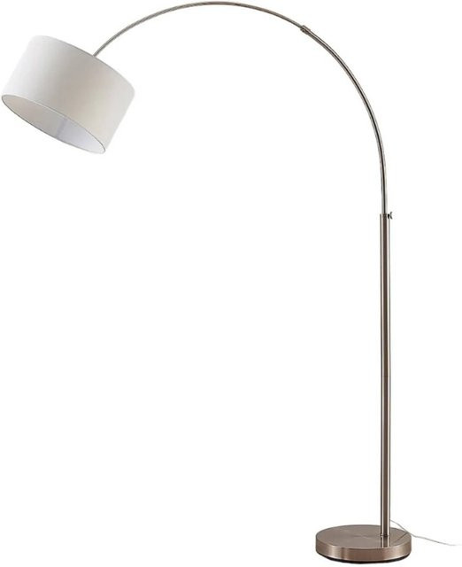 Lindby Stehlampe Railyn Bogenleuchte Modern in Weiß mit Textilschirm und Nickel-Details, E27, Höhe: 230 cm, Breite: 200 cm, Tiefe: 35 cm - Bild 1