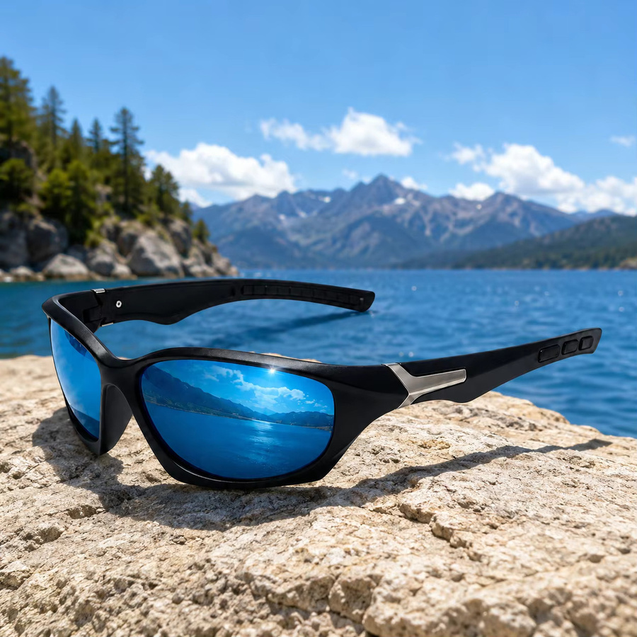 AWGSEE Sportsonnenbrille Wrap, Vollrand, Schwarz, Herren, Kunststoff - Bild 3