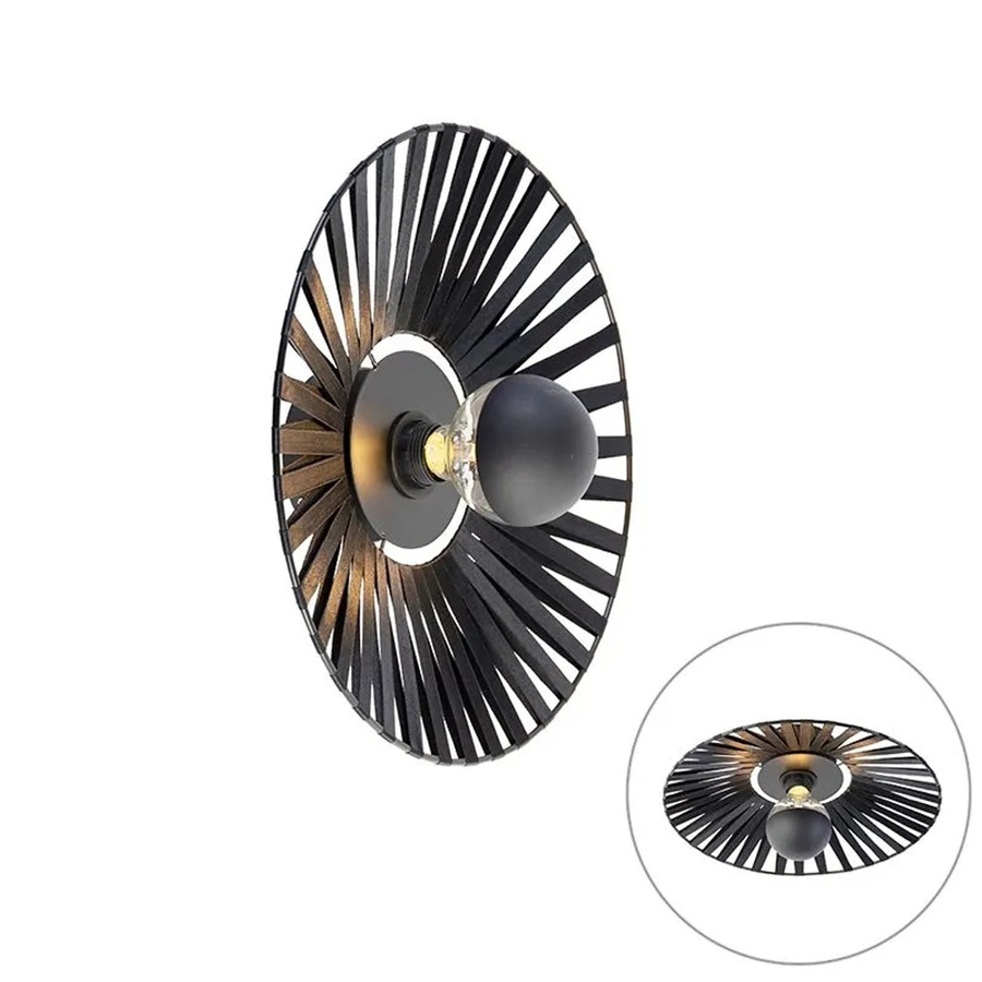 QAZQA Leia Wandleuchte im rustikalen Design, Schwarz, Höhe: 40 cm - Bild 2